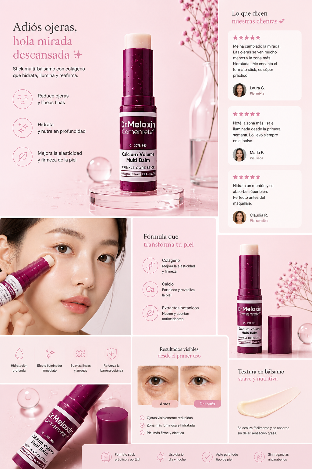 Dr. Melaxin Calcium Volume Multi Balm | Stick Reafirmante para Ojeras