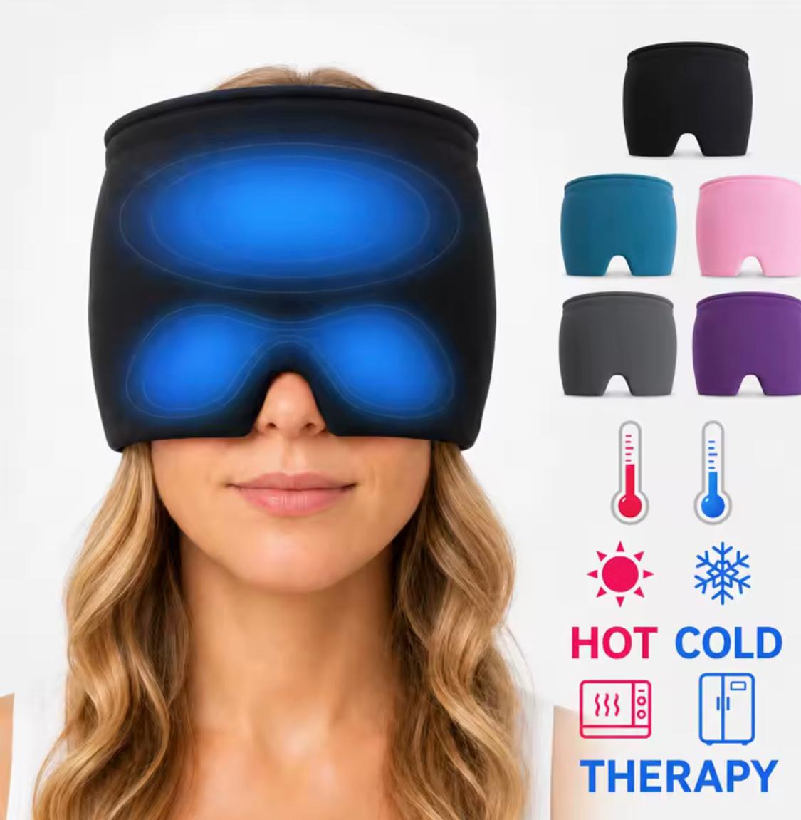 Gorro de Gel Frío/Caliente para Terapia, Alivio de Migrañas, Envoltura Refrescante para Dolores de Cabeza, Mascarilla para Dormir, para Ojos Hinchados, Tensión, Estrés y Relajación