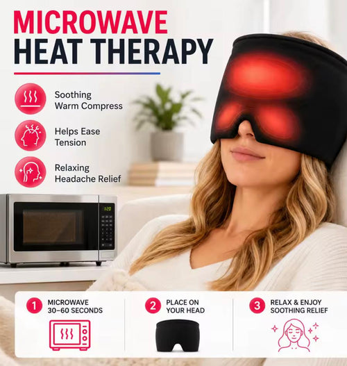 Gorro de Gel Frío/Caliente para Terapia, Alivio de Migrañas, Envoltura Refrescante para Dolores de Cabeza, Mascarilla para Dormir, para Ojos Hinchados, Tensión, Estrés y Relajación