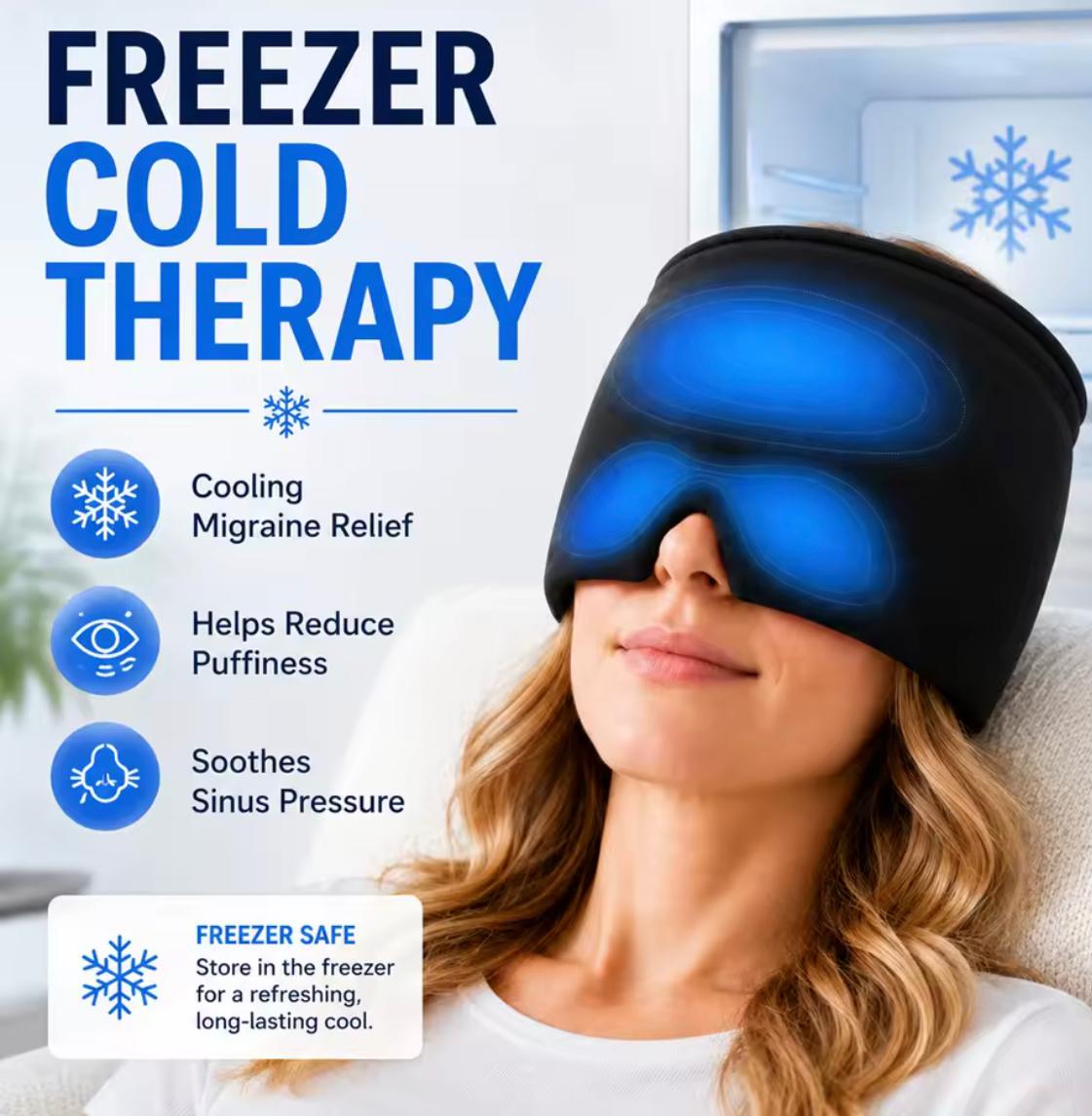 Gorro de Gel Frío/Caliente para Terapia, Alivio de Migrañas, Envoltura Refrescante para Dolores de Cabeza, Mascarilla para Dormir, para Ojos Hinchados, Tensión, Estrés y Relajación